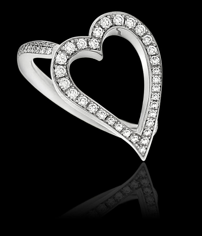 Bague Amour Toujours en or gris 18k sertie de diamants.